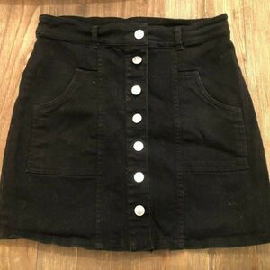 Altar'd State Black Wash Button Up Denim Skirt Size Small